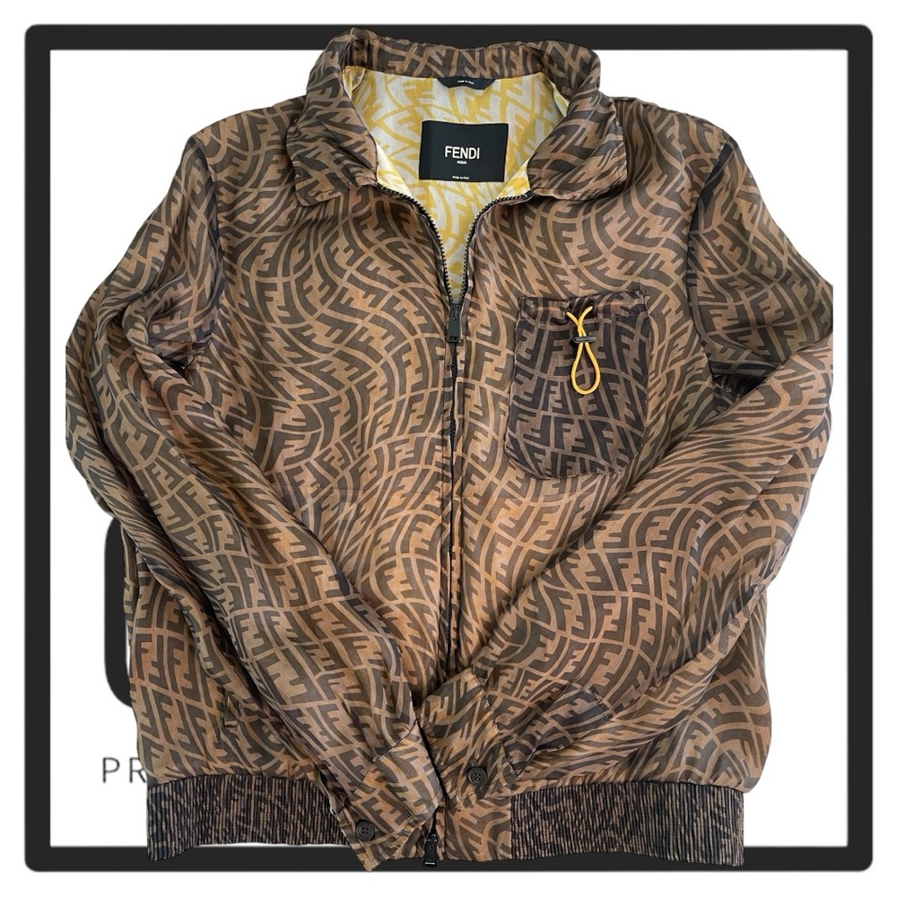 Fendi Reversible Brown Organza FF Vertigo Jacket